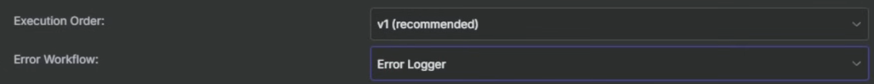 Error Workflow Settings